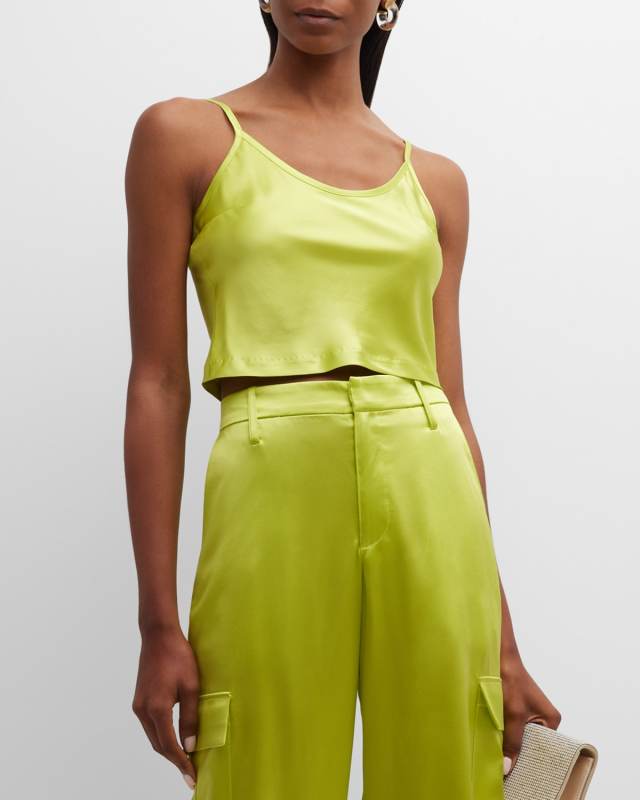 Cropped Scoop-Neck Silk Ca